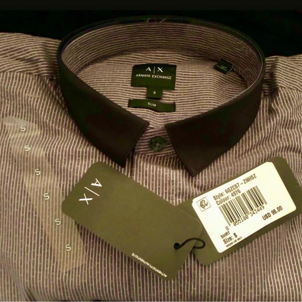 A/X Armani Exchange Genuine Slim Fit Long Sleeve Men’s Dress Shirts Size S New